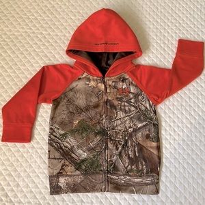 Under Armour Infant Boys Orange & Camouflage Lightweight Zip-Up Jacket Hood 18 m